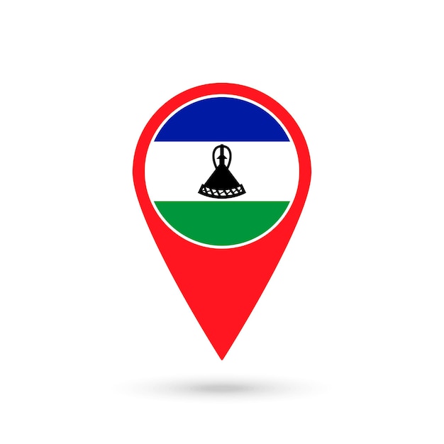 Kaartaanwijzer met contry Lesotho Lesotho vlag Vector illustratie