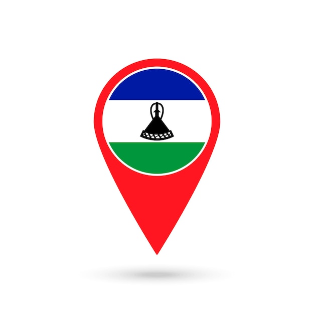 Kaartaanwijzer met contry lesotho lesotho vlag vector illustratie