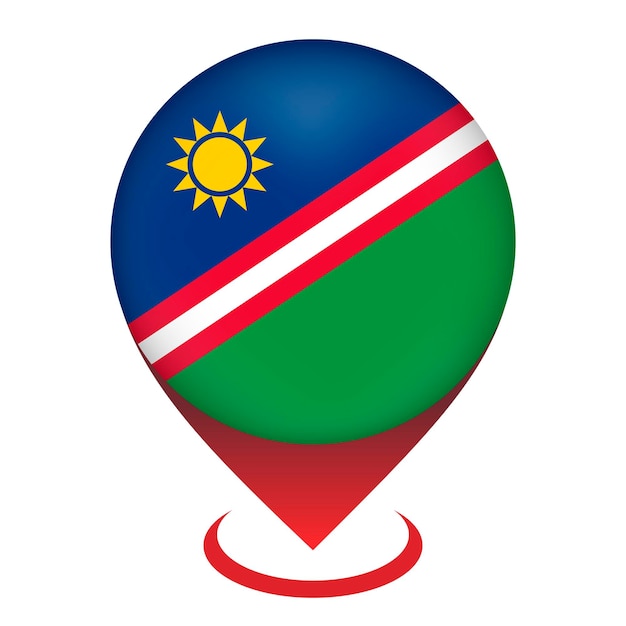 Kaartaanwijzer met contry Namibië Namibische vlag Vectorillustratie