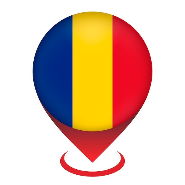 Kaartaanwijzer met contry Roemenië Roemenië vlag Vectorillustratie