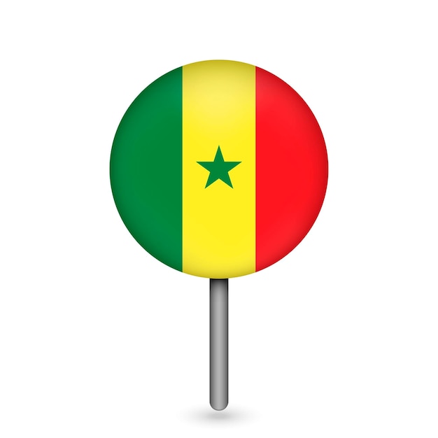 Kaartaanwijzer met contry Senegal Senegal vlag Vector illustratie