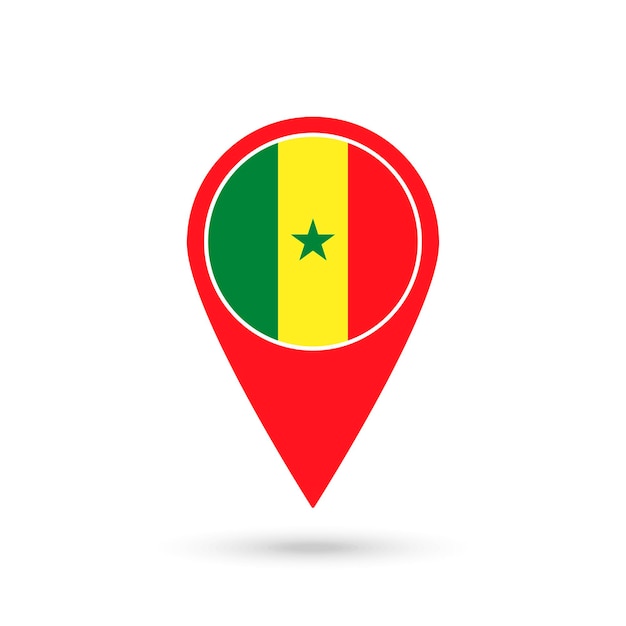 Kaartaanwijzer met contry Senegal Senegal vlag Vector illustratie