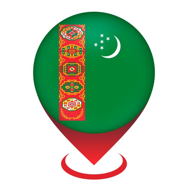 Vector kaartaanwijzer met contry turkmenistan turkmenistan vlag vector illustratie