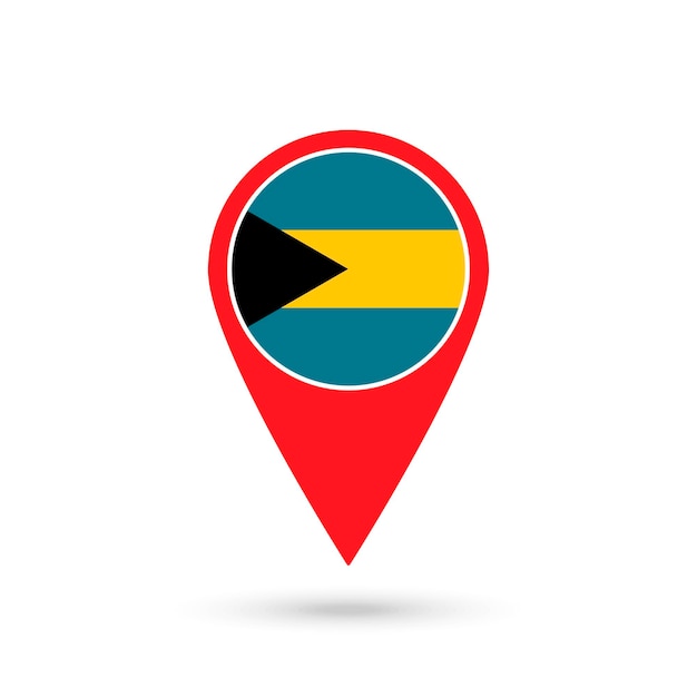 Kaartaanwijzer met de vlag van de Bahama's Bahama's Vectorillustratie