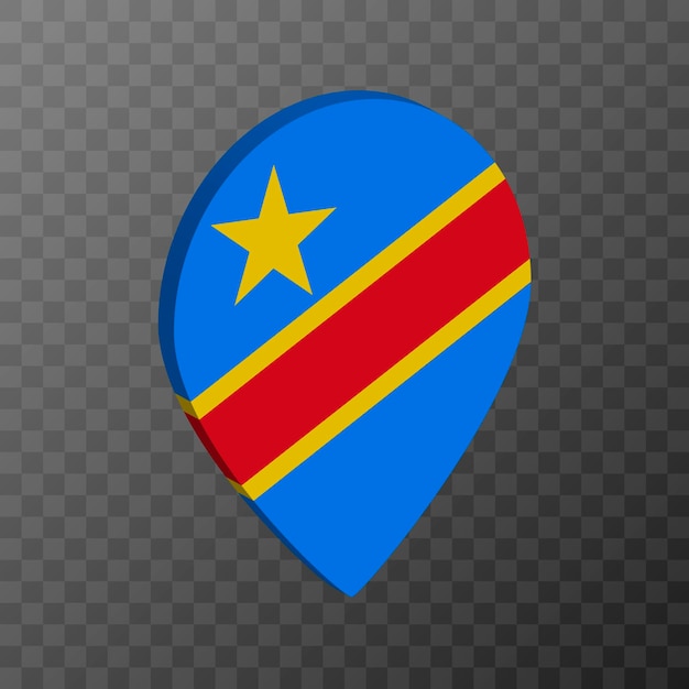 Vector kaartaanwijzer met de vlag van de democratische republiek congo vector illustratie