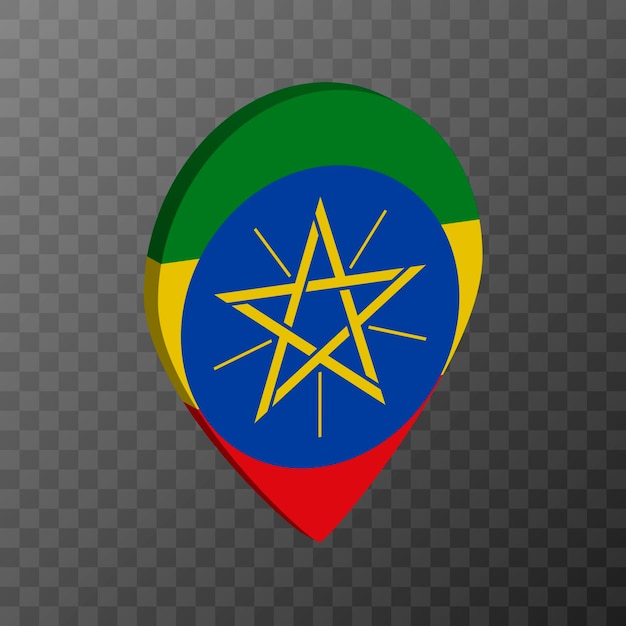 Kaartaanwijzer met de vlag van Ethiopië Vector illustratie