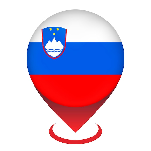 Kaartaanwijzer met de vlag van Slovenië, Slovenië Vectorillustratie