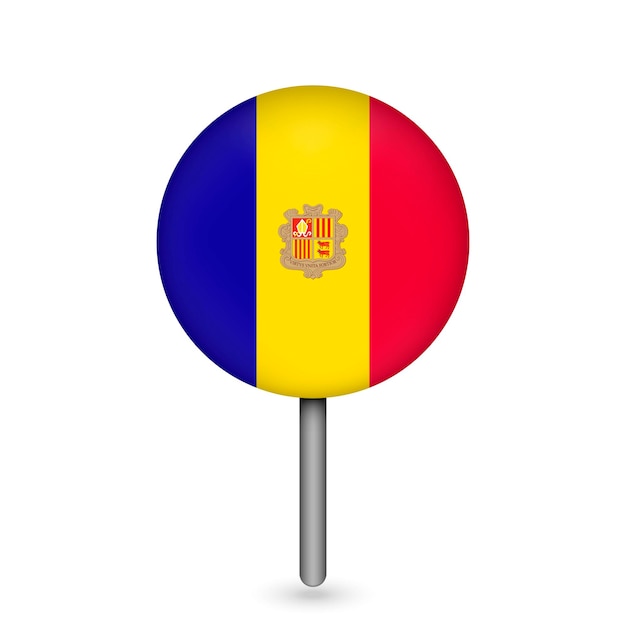Kaartaanwijzer met land Andorra Andorra vlag Vectorillustratie