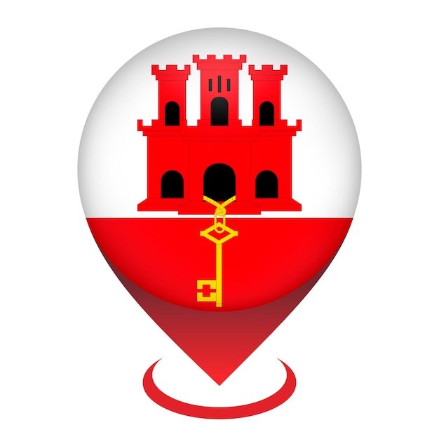 Kaartaanwijzer met land Gibraltar Gibraltar vlag Vector illustratie