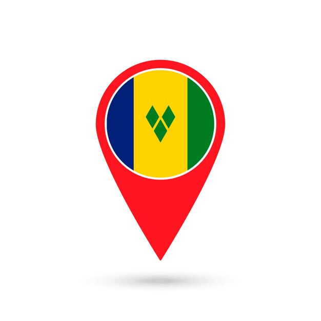 Kaartaanwijzer met land vincent en de grenadines vlag van vincent en de grenadines vectorillustratie