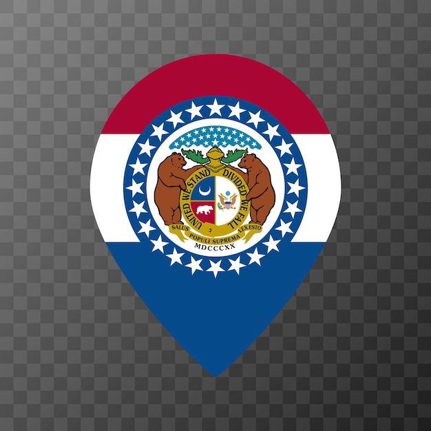 Kaartaanwijzer met vlag Missouri staat Vector illustratie