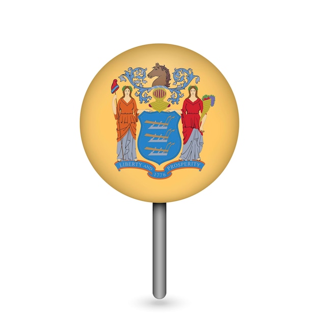 Kaartaanwijzer met vlag van New Jersey vectorillustratie