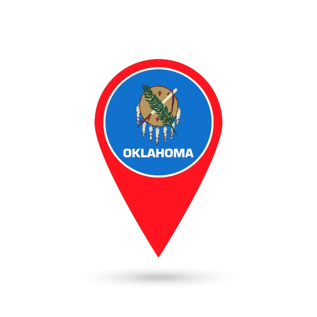 Kaartaanwijzer met vlag van Oklahoma Vectorillustratie