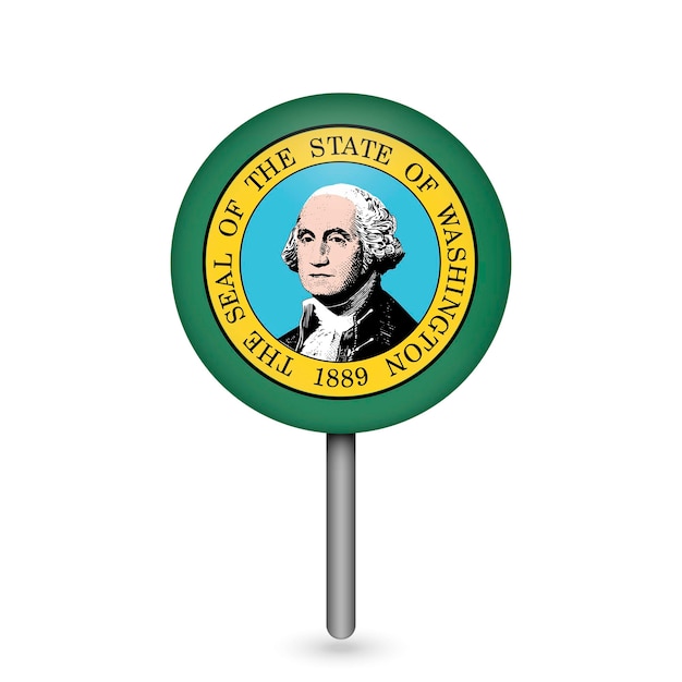 Kaartaanwijzer met vlag van Washington Vectorillustratie