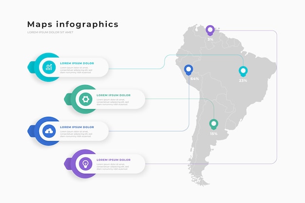 Kaarten infographics in plat ontwerp