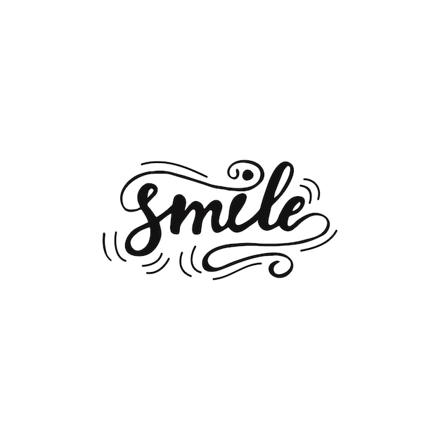 Kaartontwerp met belettering Smile. Vector illustratie.