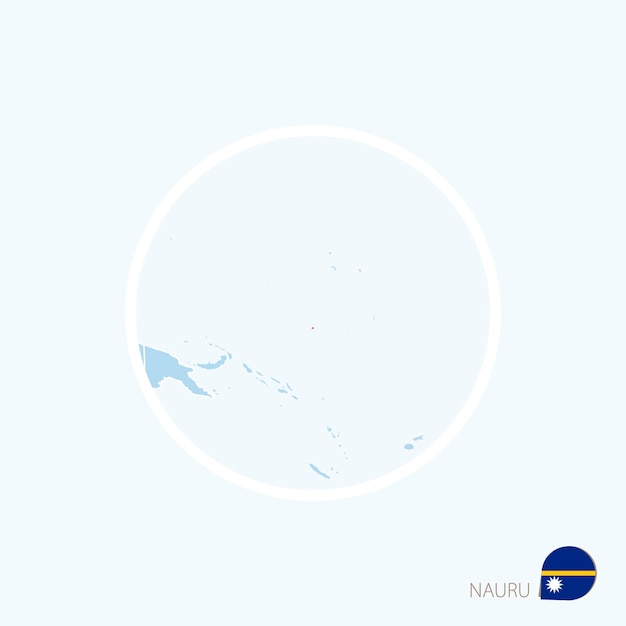 Kaartpictogram van Nauru Blauwe kaart van Oceanië met gemarkeerde Nauru in rode kleur