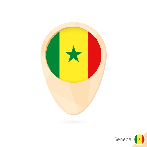 Kaartwijzer met vlag van Senegal Oranje abstracte kaartpictogram