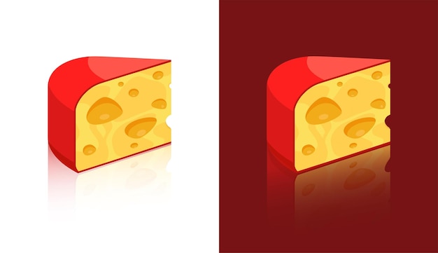 Kaas pictogrammen geïsoleerd op een witte en donkere achtergrond Kleurrijke tekenen van poreuze Zwitserse kaas Maasdam