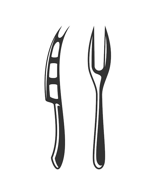 Kaasmes en vork illustratie