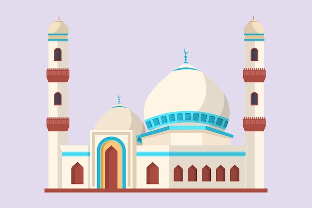 Kabaah alharam en moskee concept Kleurige platte vector illustratie geïsoleerd