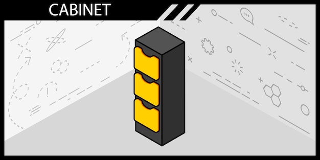 Kabinet isometrisch ontwerp pictogram Vector web illustratie 3d kleurrijke concept