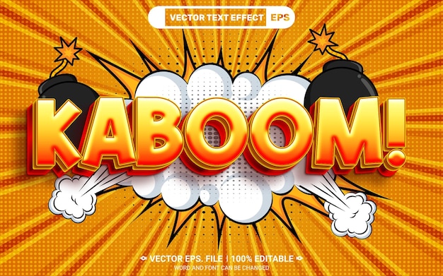 Kaboom cartoon style editable 3d vector text style effect