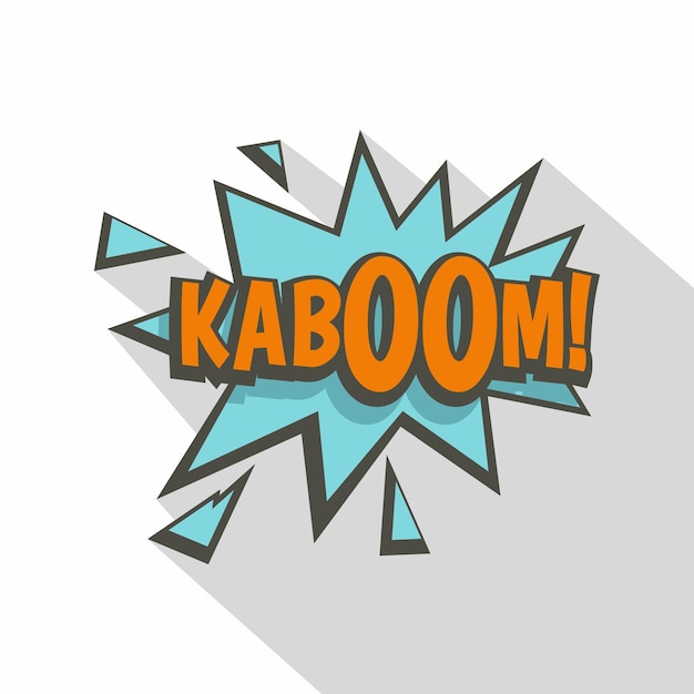 벡터 kaboom 만화 텍스트 사운드 효과 아이콘 백색 배경에 고립 된 웹용 kaboom 코 텍스트 사ウンド 효과 터 아이콘의 평평한 일러스트레이션