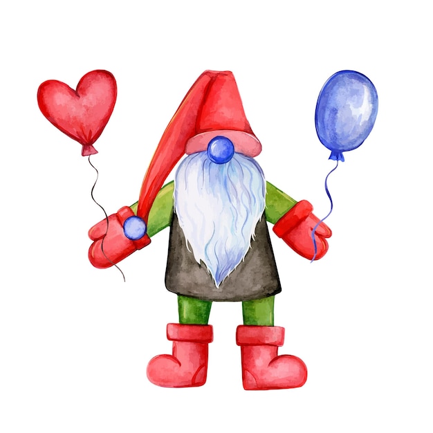 Vector kabouter met een ballon kabouter kerstman