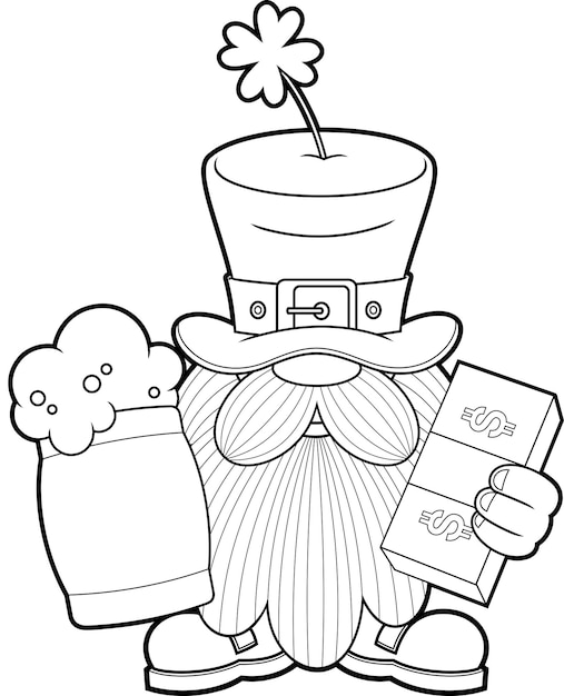 Vector kabouter_stpatrick_01_bw