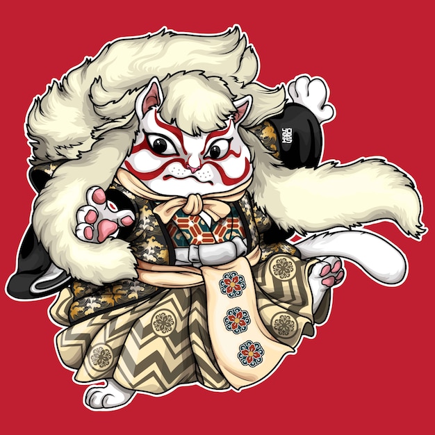kabuki cat illustration