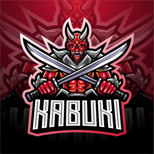 Logo design della mascotte di kabuki esport