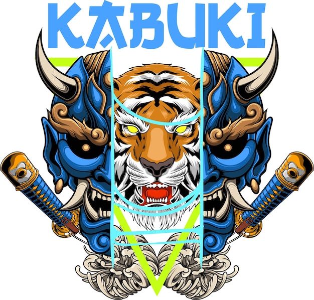 Kabuki masker illustratie met premium kwaliteit voorraad vector