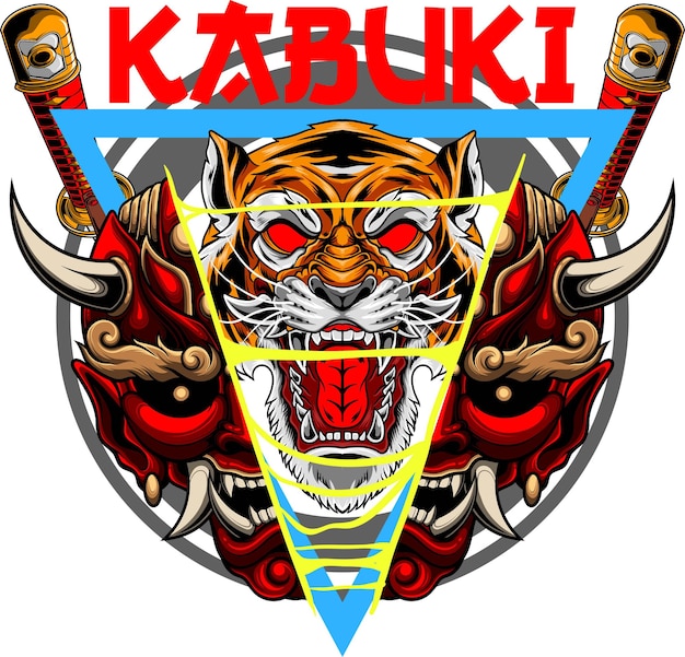 Kabuki masker illustratie met premium kwaliteit voorraad vector