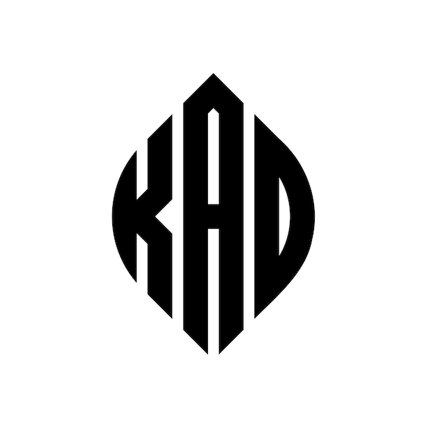 KAD 円文字 ロゴ デザイン 円とエリプスの形 KAD エリプスの文字 タイポグラフィックスタイル 3つのイニシャルが円のロゴを形成する KAD サークルエンブレム アブストラクト モノグラム 文字マーク ベクトル