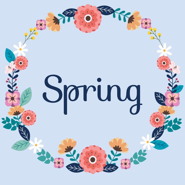 Kaderbloem op de blauwe achtergrond en de tekst van de lente.