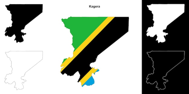 kagera region outline map set