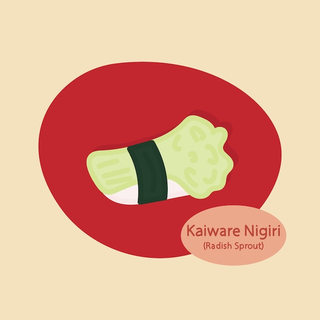 벡터 kaiware nigiri 무 새싹 스시 일본 음식 손으로 그린 음식 벡터 일러스트 레이션