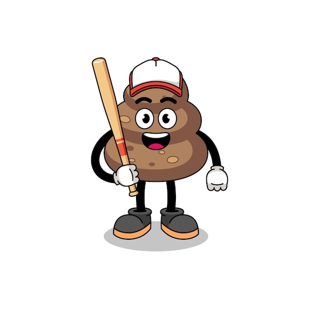 Kak mascotte cartoon als een honkbalspeler