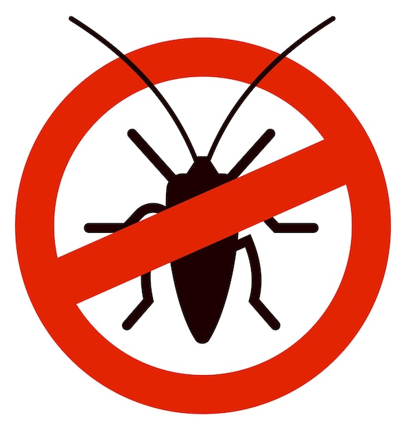 Kakkerlak insecticide symbool Ongedierte in rode cirkel verbod teken