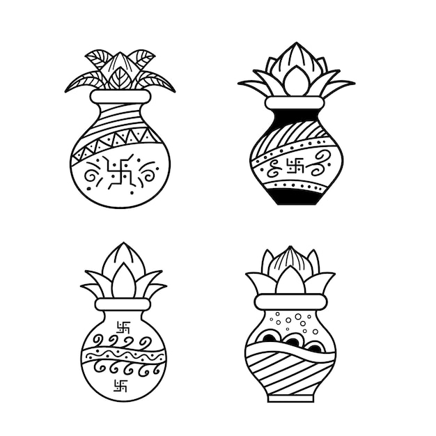 Kalash symbol collection for diwali festival