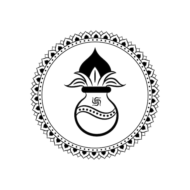 Kalash symbol Logo with mandala art