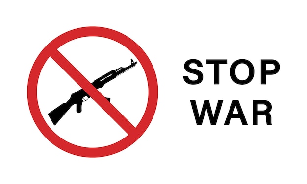 Kalashnikov Assault Rifle Ban Sign AK47 Prohibition Symbol Ak 47 Silhouette Danger Red Stop Sign No
