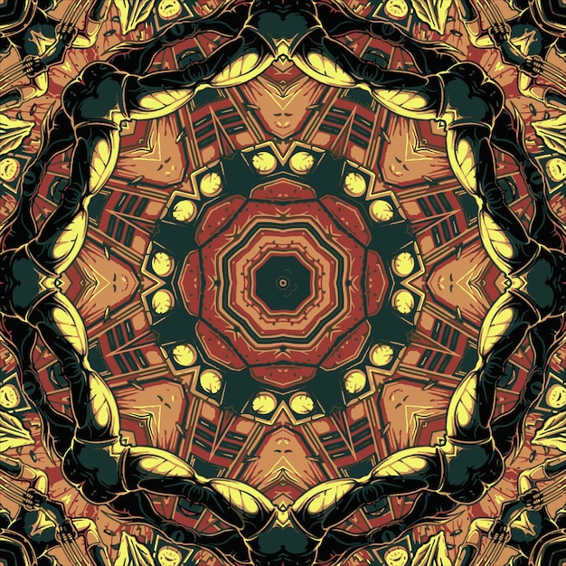 Kaleidoscope colorful flower Bright illustration for design Seamless pattern