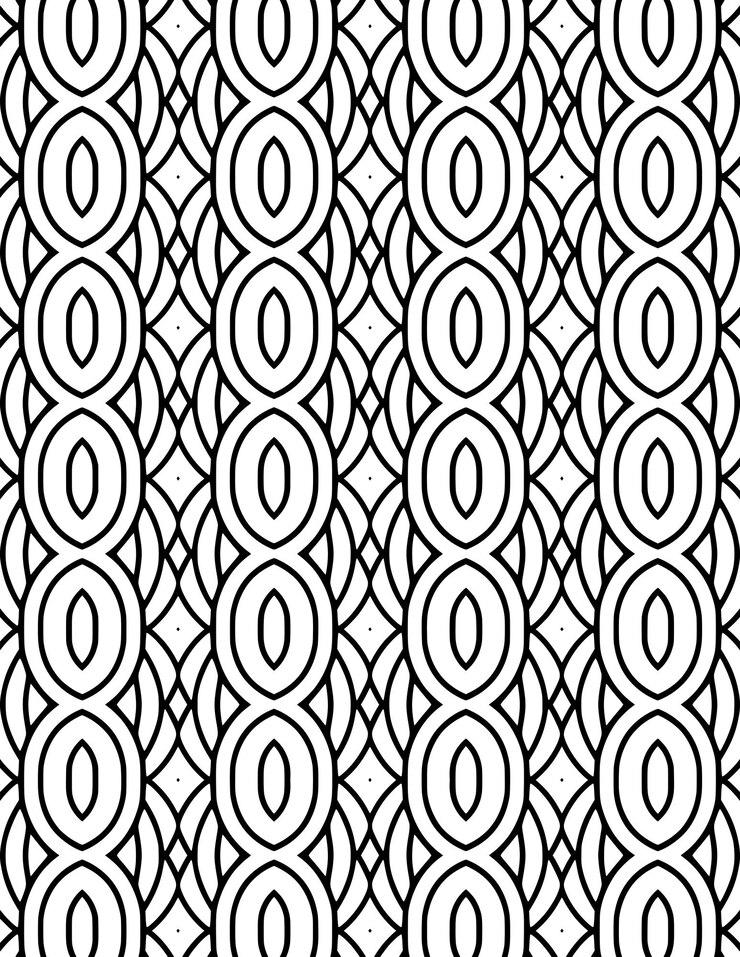 Vector kaleidoscope geometric pattern background repeated illustration black and white lineart