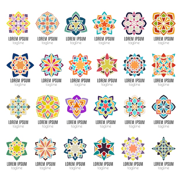 Vector kaleidoscope mandala icons