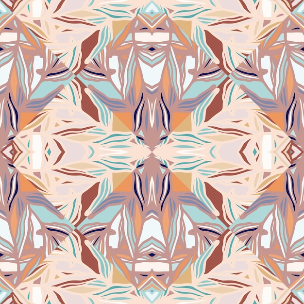 Калейдоскоп мозаика бесшовный узор Абстрактная геометрическая этническая плитка Творческий цветочный винтажный орнамент