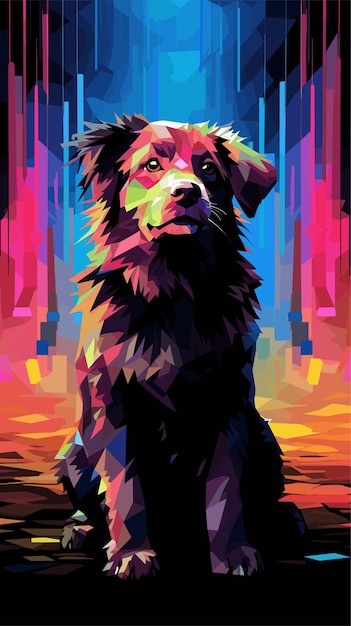 Vector kaleidoscopic 3d of michelangelo's dog