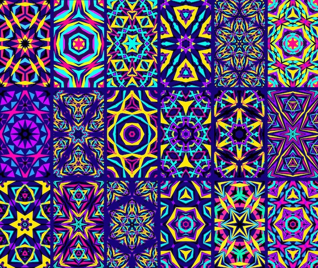 kaleidoscopic patterns set abstract kaleidoscope flower patterns kaleidoscope vector backgrounds bright tile patterns set indigo colorful backgrounds seamless patterns geometric patterns vector