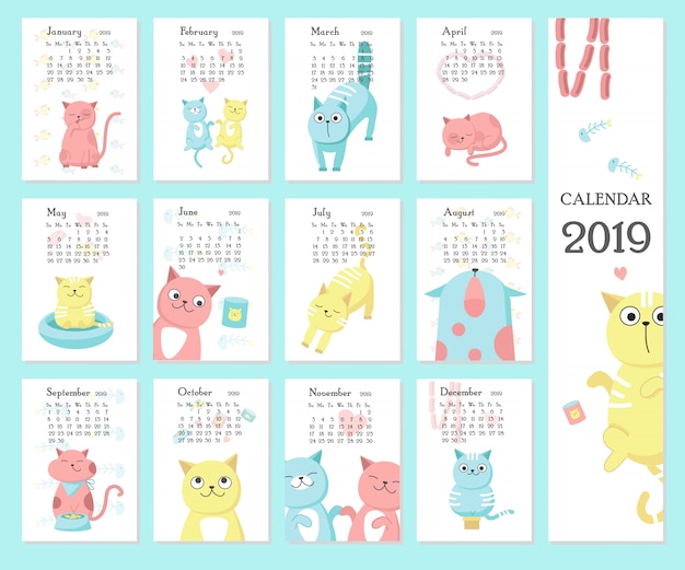 Kalender 2019 met schattige katten